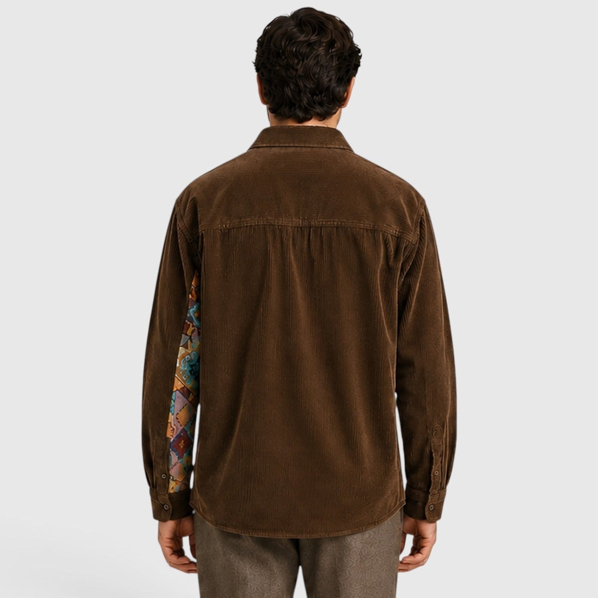 Corduroy Overshirt with Relaxed Button-Up Fit and Patchwork Pocket - Image 2
