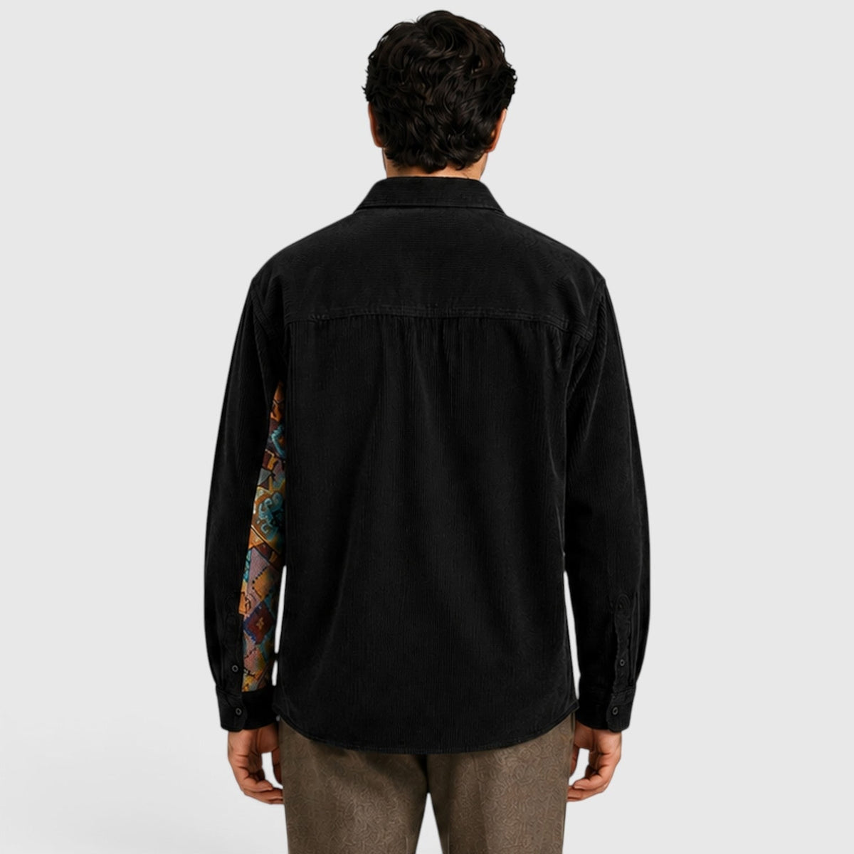 Corduroy Overshirt with Relaxed Button-Up Fit and Patchwork Pocket - Image 5