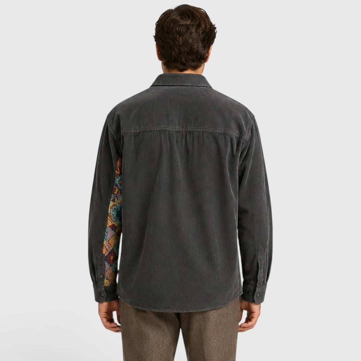 Corduroy Overshirt with Relaxed Button-Up Fit and Patchwork Pocket - Image 7