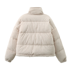 Corduroy Puffer Jacket with Quilted Short Coat and High Collar - Image 3
