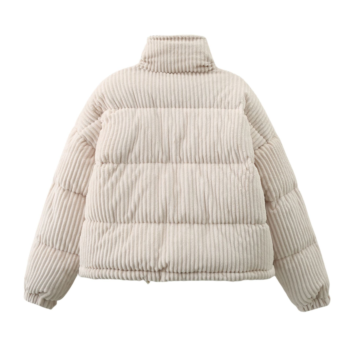 Corduroy Puffer Jacket with Quilted Short Coat and High Collar - Image 3