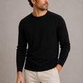 Crew Neck Sweater with Ribbed Fine Knit and Long Sleeves - Image 1