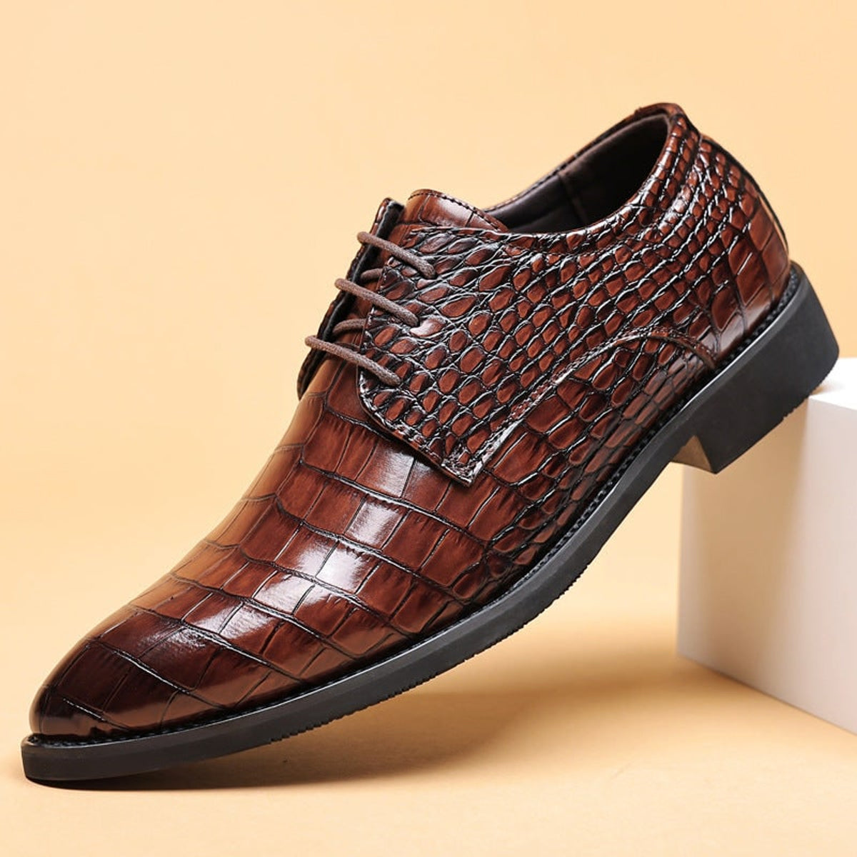 Croc Shoes with Adjustable Derby Lace-Up and Leather - Image 1
