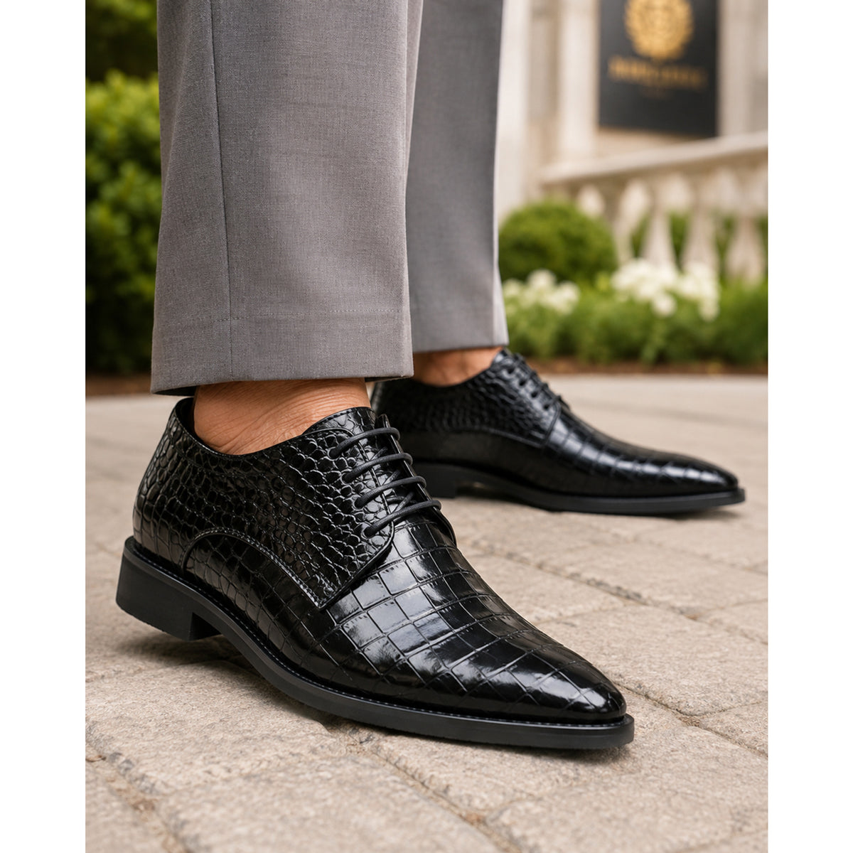 Croc Shoes with Adjustable Derby Lace-Up and Leather - Image 6