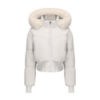 Cropped Down Jacket with Detachable Hood Puffer and Faux-Fur Trim - Image 5
