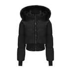 Cropped Down Jacket with Detachable Hood Puffer and Faux-Fur Trim - Image 6