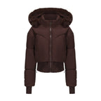 Cropped Down Jacket with Detachable Hood Puffer and Faux-Fur Trim - Image 7