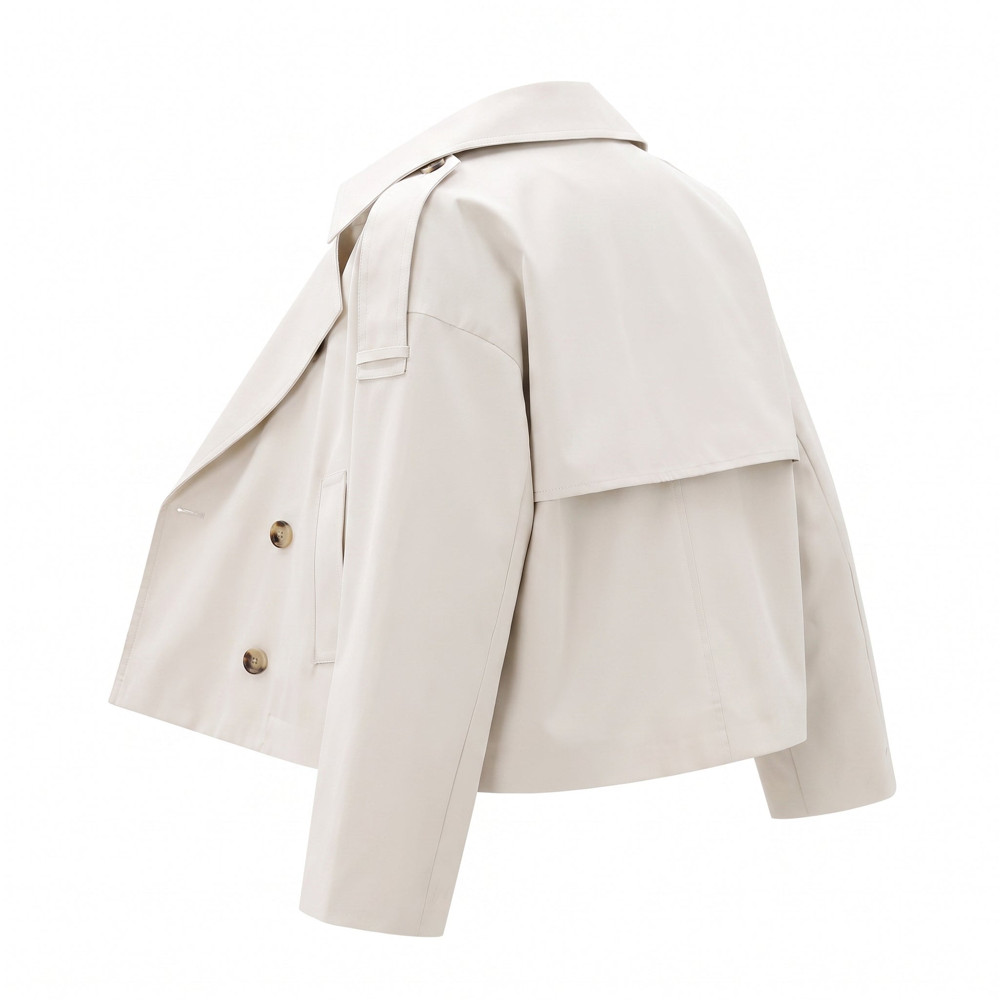 Trench Coat Short Double Breasted Light Beige - angle