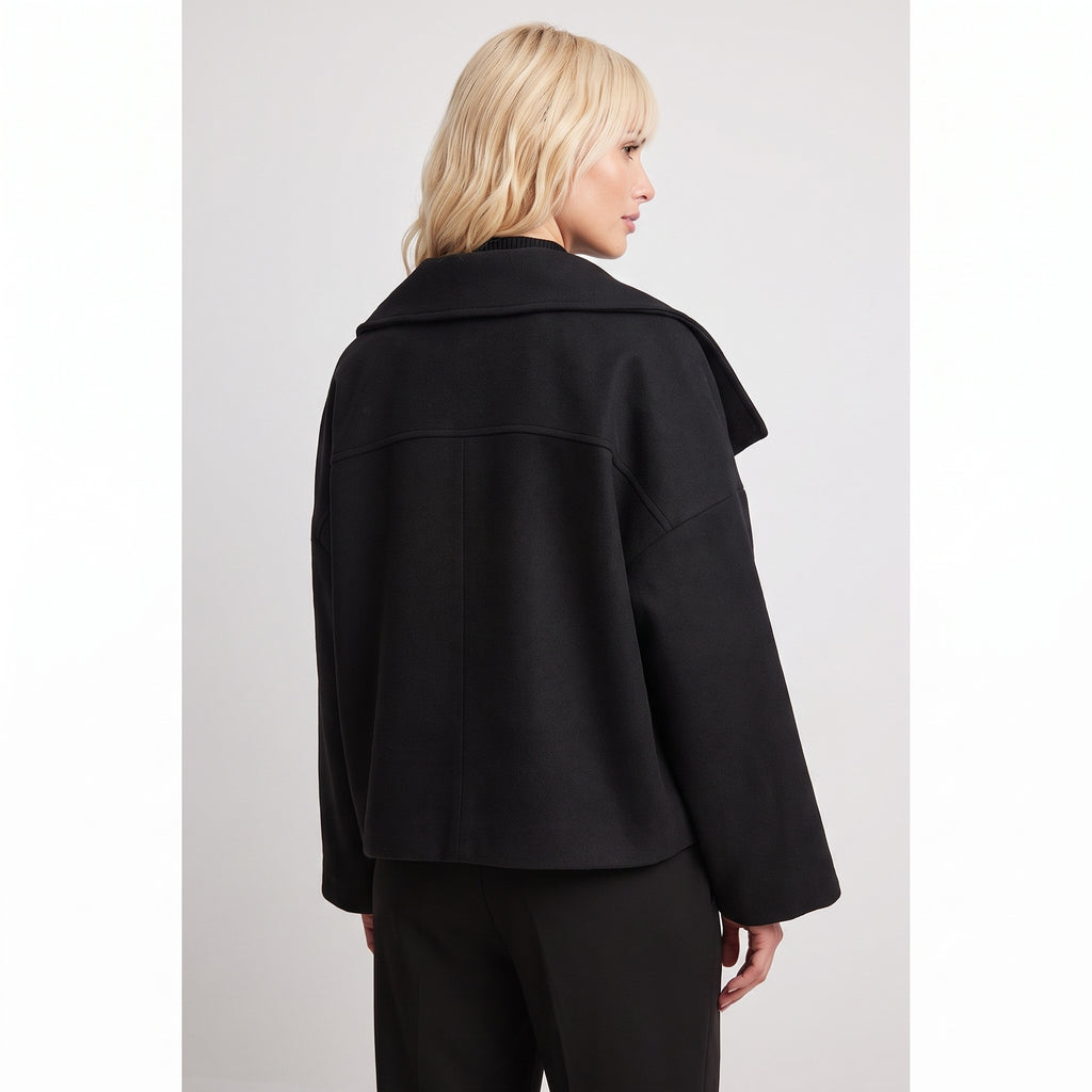 Double-Breasted Cropped Coat With Wide Lapel - angle