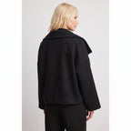 Double-Breasted Cropped Coat With Wide Lapel - angle