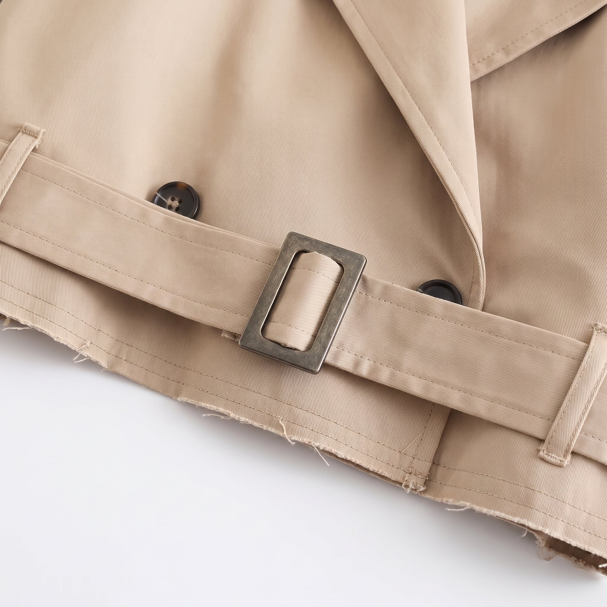 Trench Coat Short Belted Jacket Beige - detail