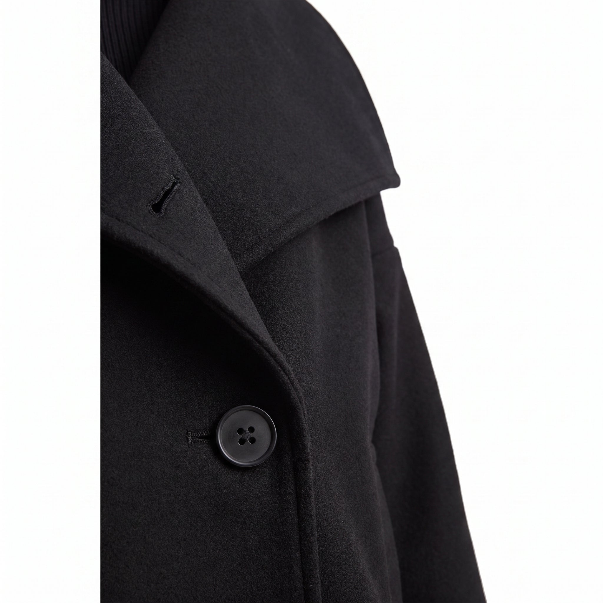 Double-Breasted Cropped Coat With Wide Lapel - detail