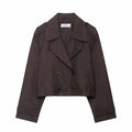 Cropped Trench Coat Double-Breasted Short-Length Jacket - Image 2
