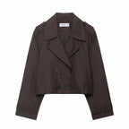 Cropped Trench Coat Double-Breasted Short-Length Jacket - Image 2