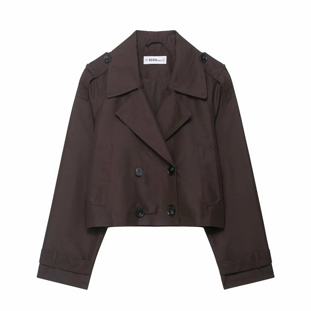 Cropped Trench Coat Double-Breasted Short-Length Jacket - Image 2