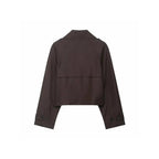 Cropped Trench Coat Double-Breasted Short-Length Jacket - Image 3
