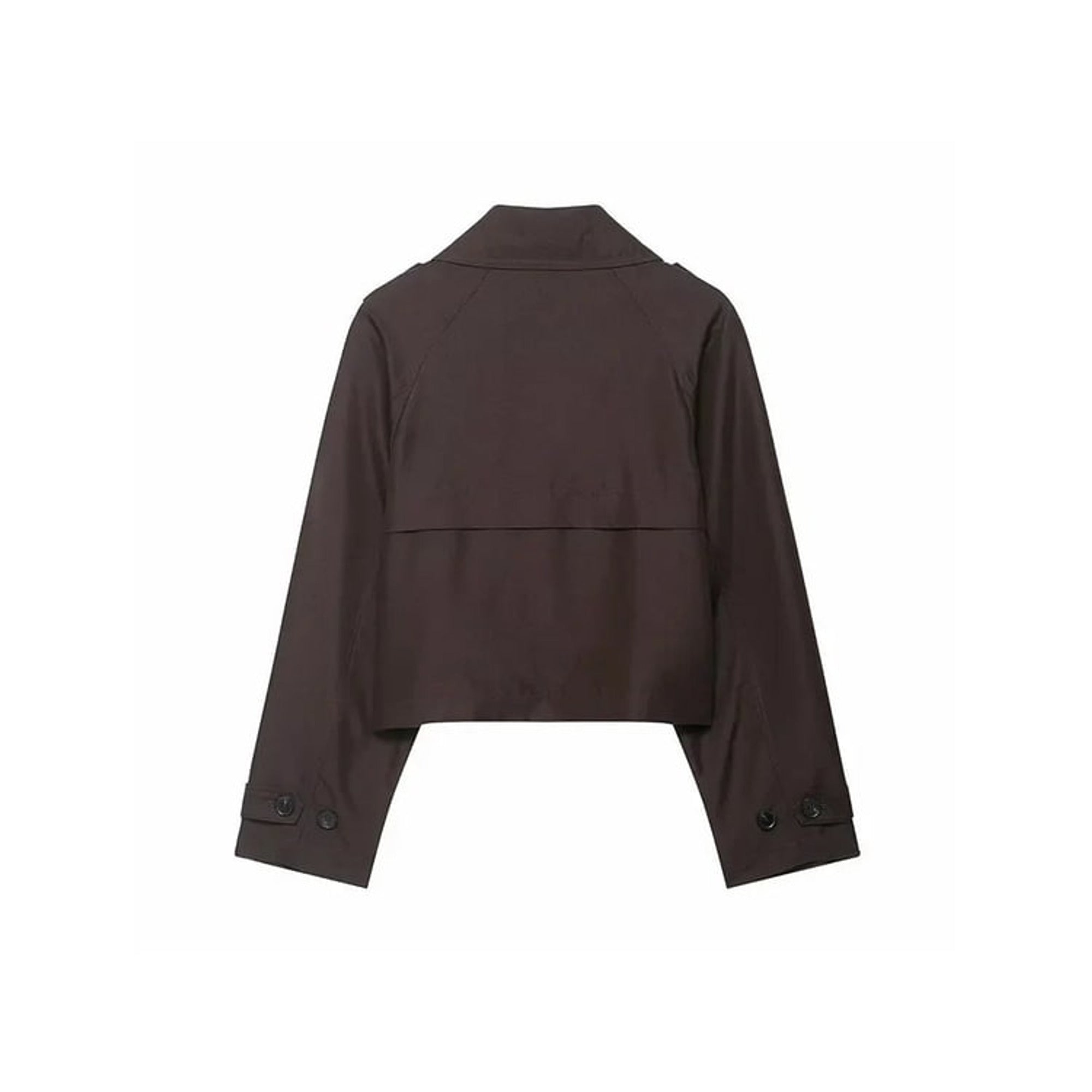 Cropped Trench Coat Double-Breasted Short-Length Jacket - Image 3