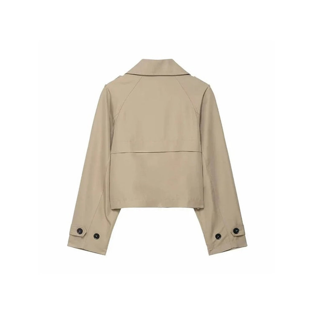 Cropped Trench Coat Double-Breasted Short-Length Jacket - Image 5