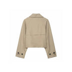 Cropped Trench Coat Double-Breasted Short-Length Jacket - Image 5