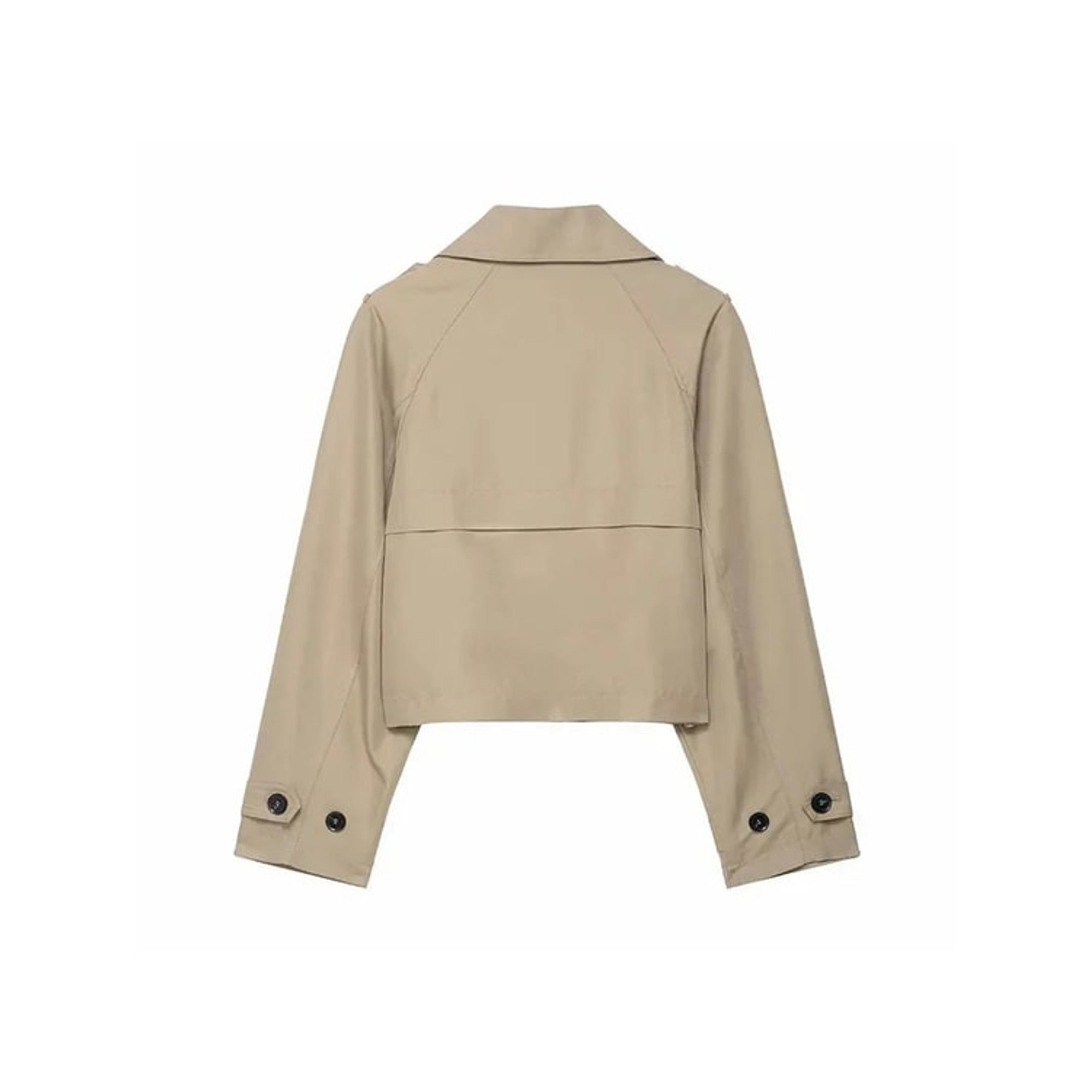Cropped Trench Coat Double-Breasted Short-Length Jacket - Image 5