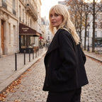 Double-Breasted Cropped Coat With Wide Lapel - in-use