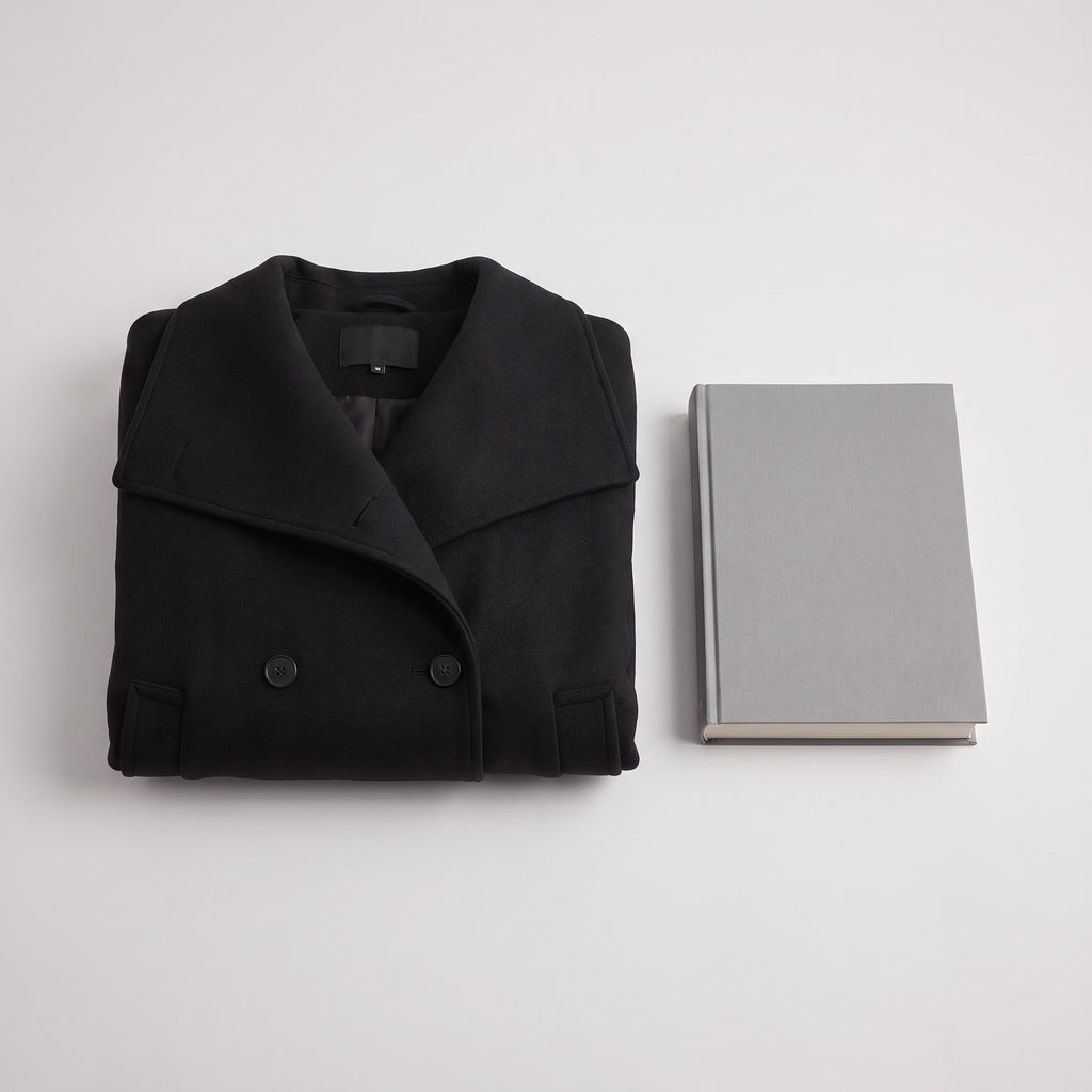 Double-Breasted Cropped Coat With Wide Lapel - scale
