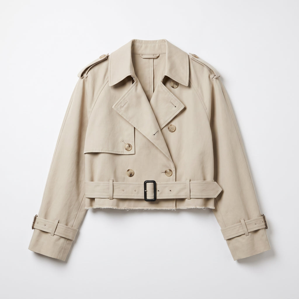 Trench Coat Short Belted Jacket Beige - studio