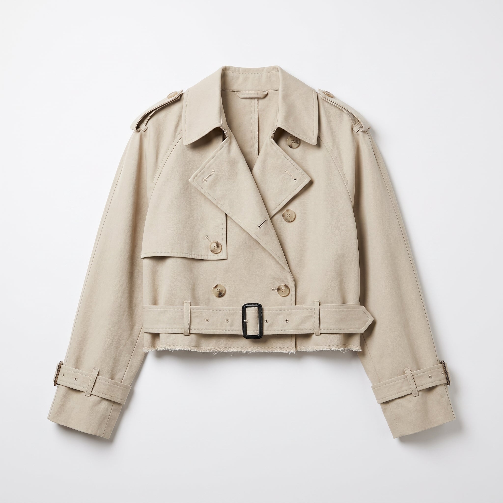Trench Coat Short Belted Jacket Beige - studio