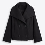 Double-Breasted Cropped Coat With Wide Lapel - studio
