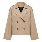 Trench Coat Short Double Breasted Light Beige - studio