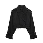 Cropped Trench Coat with Relaxed Fit and Lapel Collar - Image 10