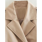 Cropped Trench Coat with Relaxed Fit and Lapel Collar - Image 8