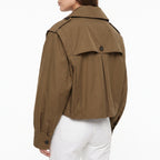 Cropped Trench Coat With Dropped Shoulders - angle