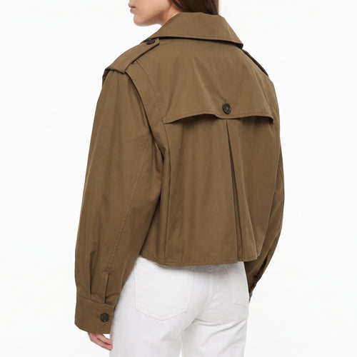 Cropped Trench Coat With Dropped Shoulders - angle
