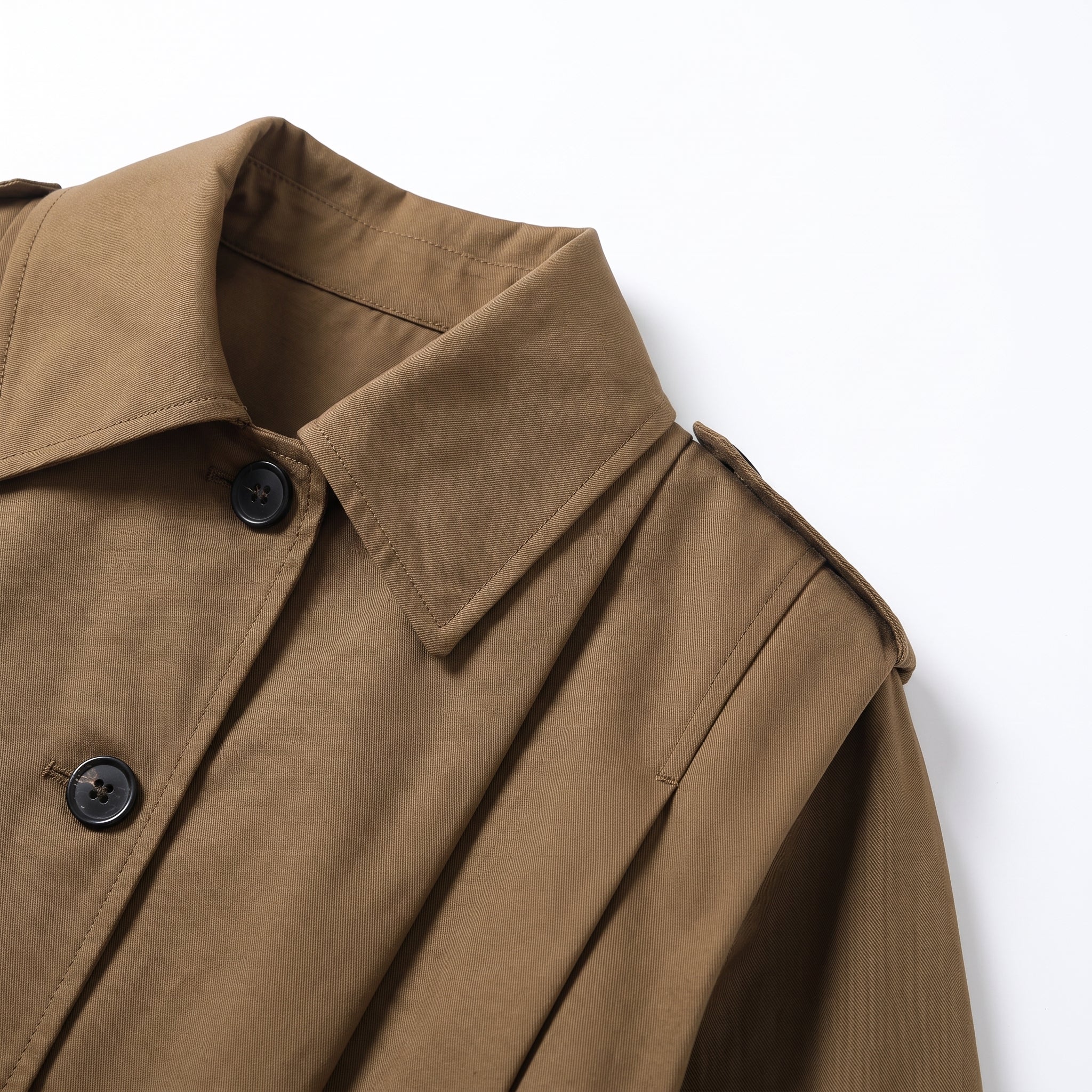 Cropped Trench Coat With Dropped Shoulders - detail