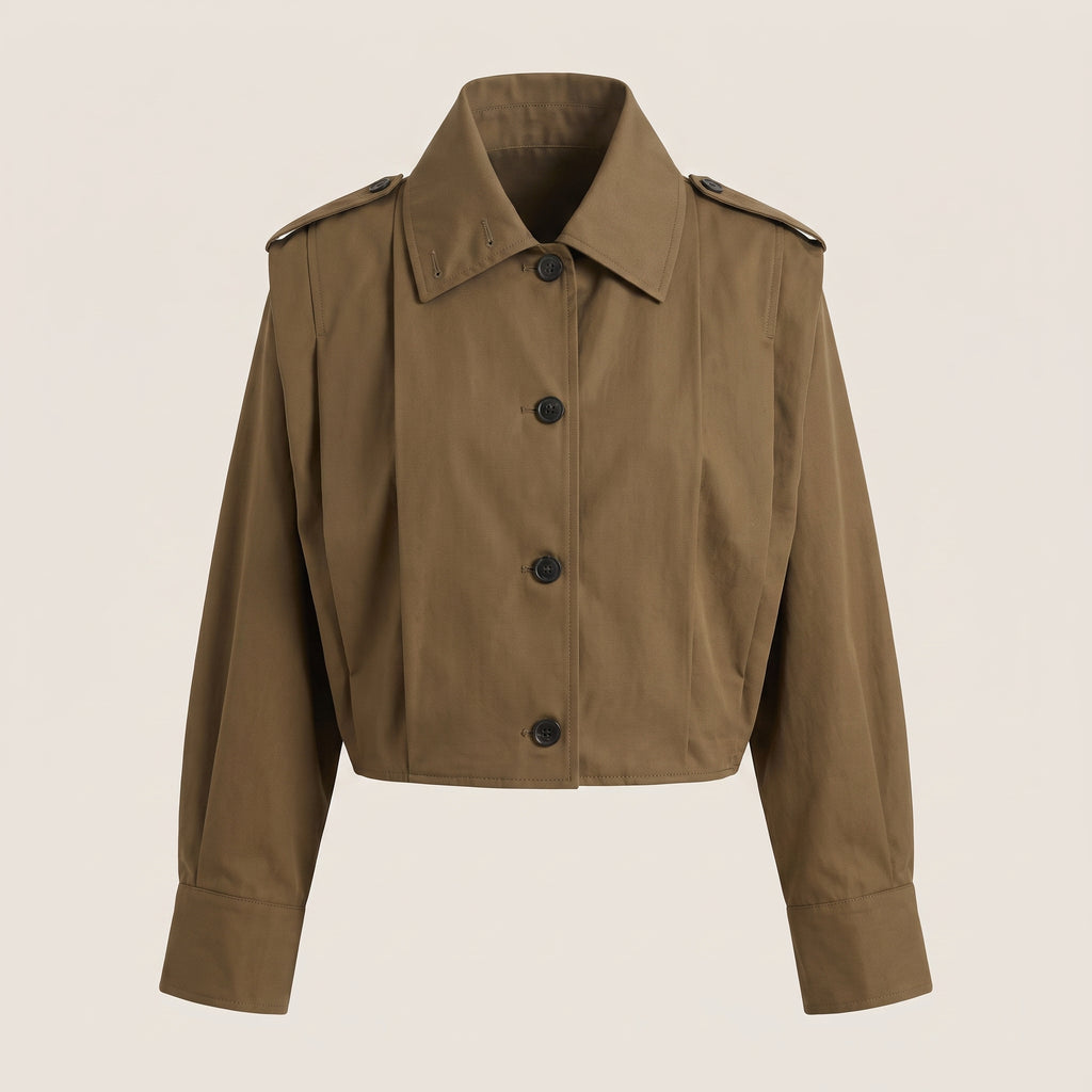 Cropped Trench Coat With Dropped Shoulders - hero
