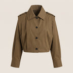 Cropped Trench Coat With Dropped Shoulders - hero