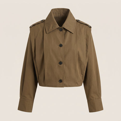 Cropped Trench Coat With Dropped Shoulders - hero