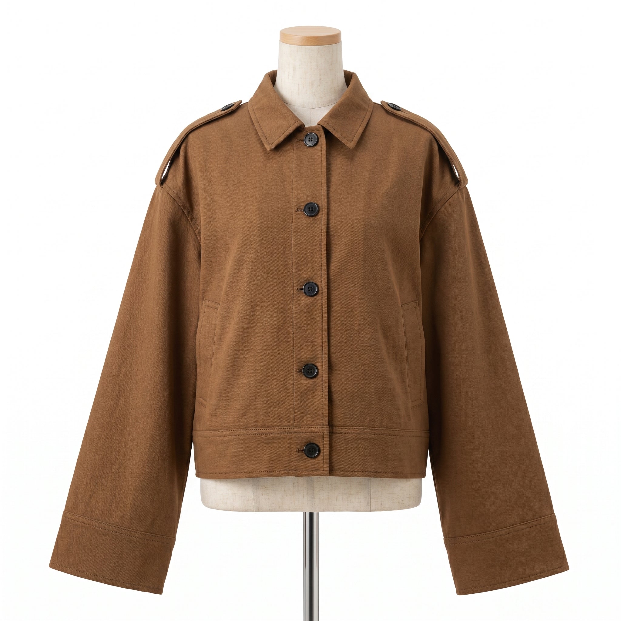 Cropped Trench Coat With Dropped Shoulders - studio