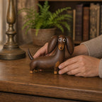 Dachshund Sculpture With Matte Wood-Like Resin Finish - Image 2