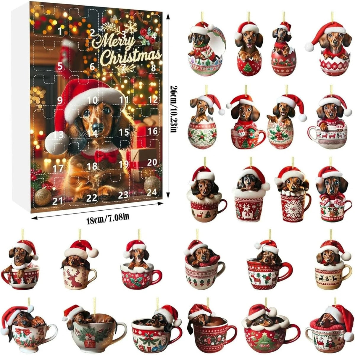 Dachshund-Themed Christmas Dog Advent Calendar With 24 Acrylic Toy Surprises - Image 6