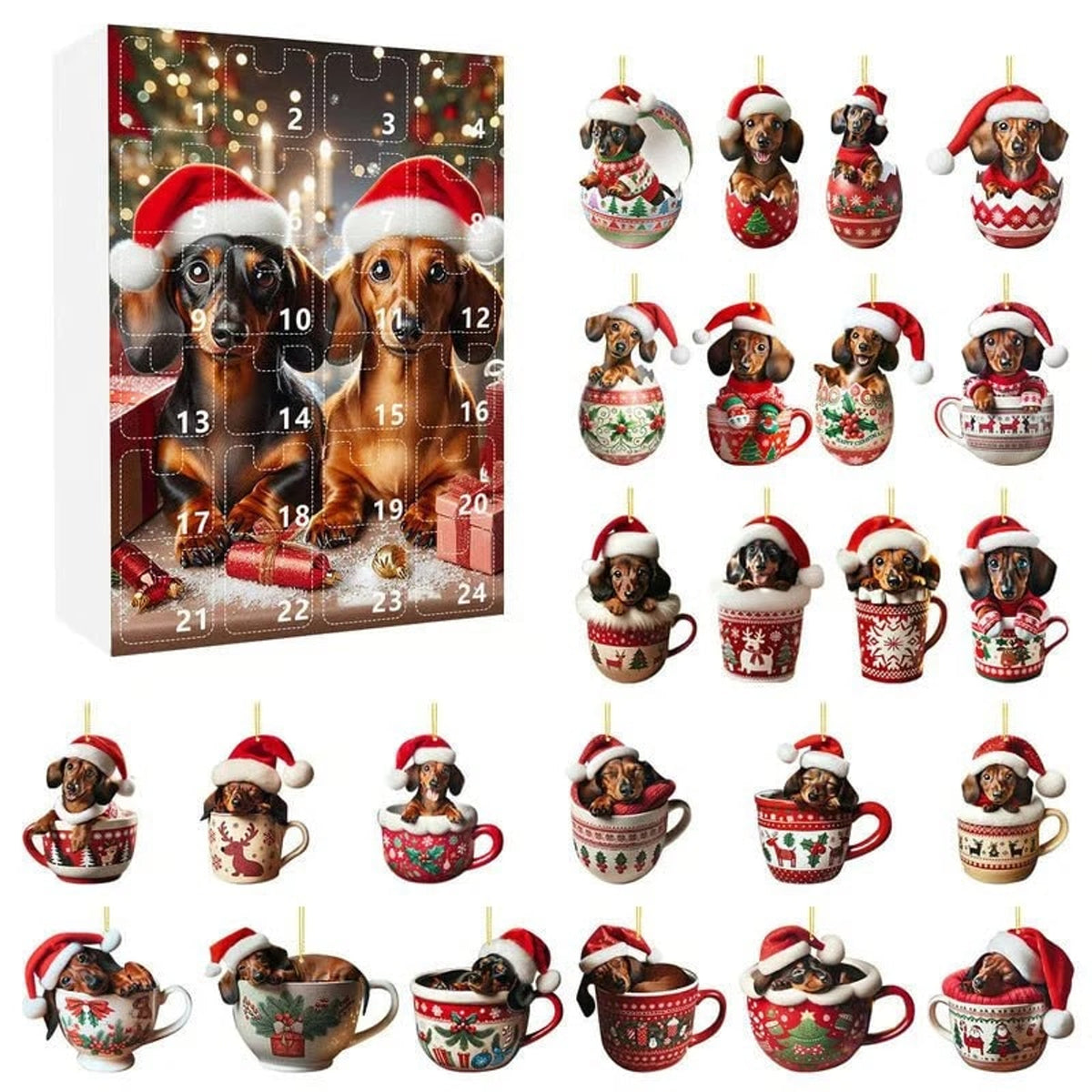 Dachshund-Themed Christmas Dog Advent Calendar With 24 Acrylic Toy Surprises - Image 7