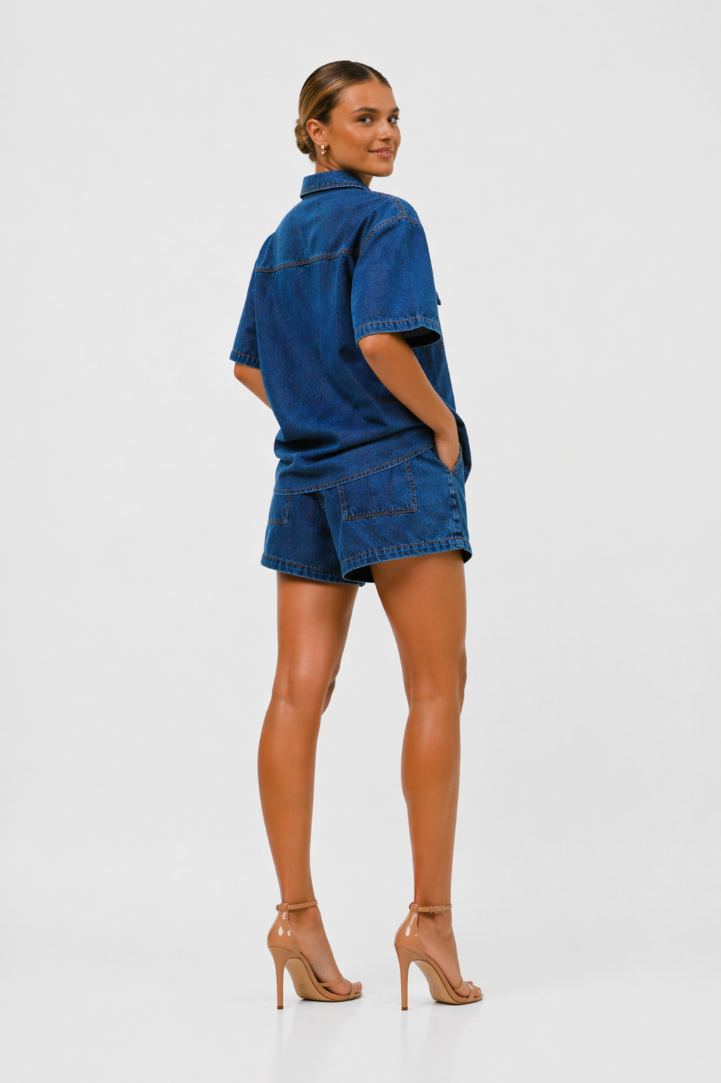 NOVA | Women’s Denim Co-Ord Set | Oversized Shirt & Shorts Outfit