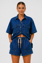 NOVA | Women’s Denim Co-Ord Set | Oversized Shirt & Shorts Outfit