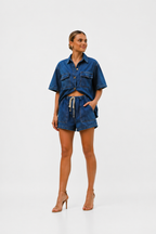 NOVA | Women’s Denim Co-Ord Set | Oversized Shirt & Shorts Outfit