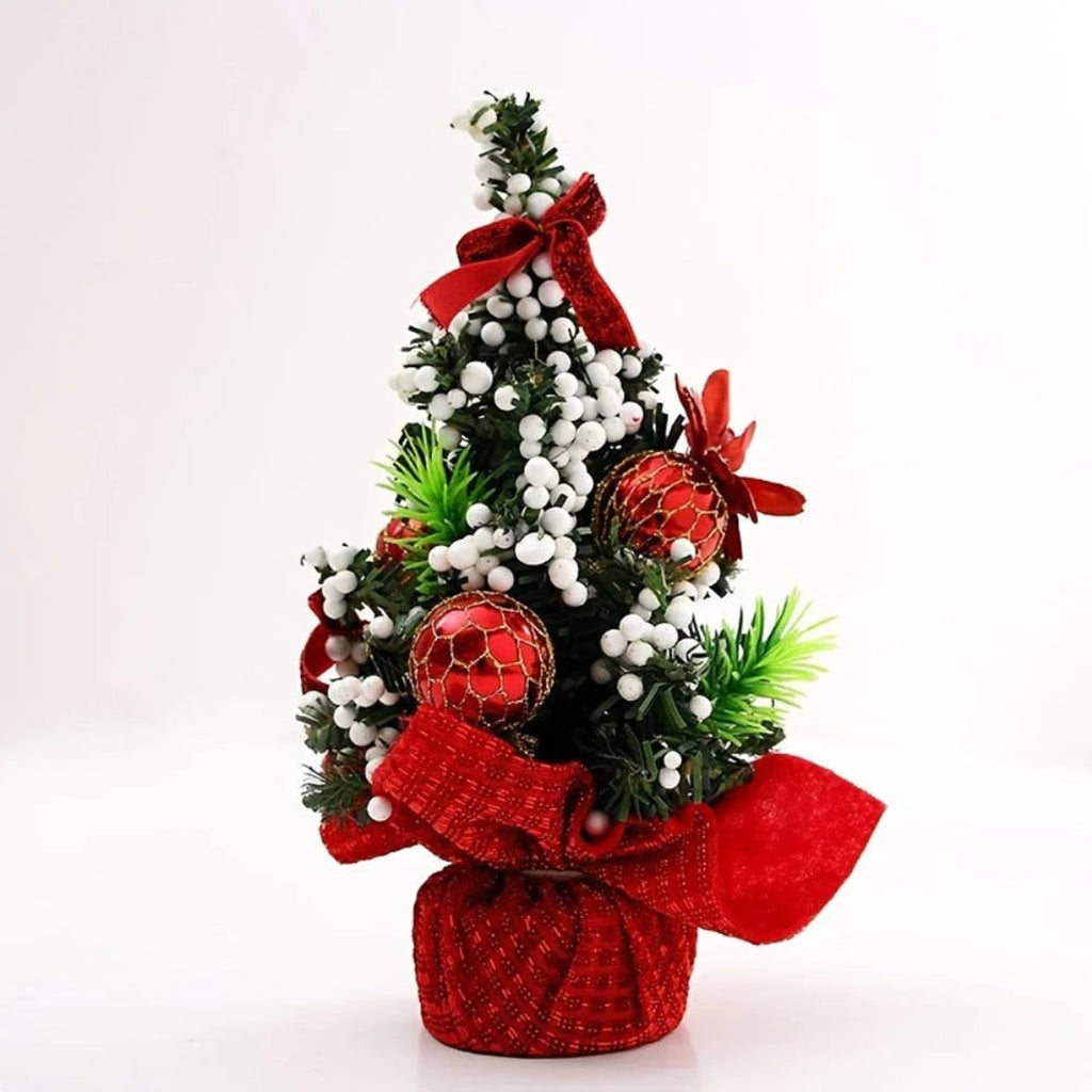 Decorated Mini Christmas Tree Set Of Three Artificial Fir Trees With Berries And Baubles - Image 5