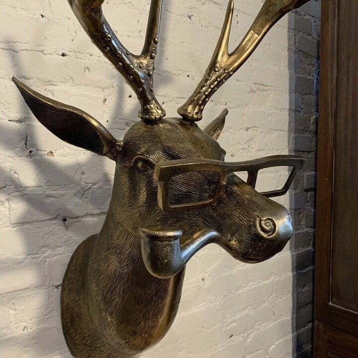 Deer Rustic Textured Antler Wall Piece Decorative Animal Head Sculpture - Image 2