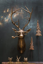Deer Rustic Textured Antler Wall Piece Decorative Animal Head Sculpture - Image 4