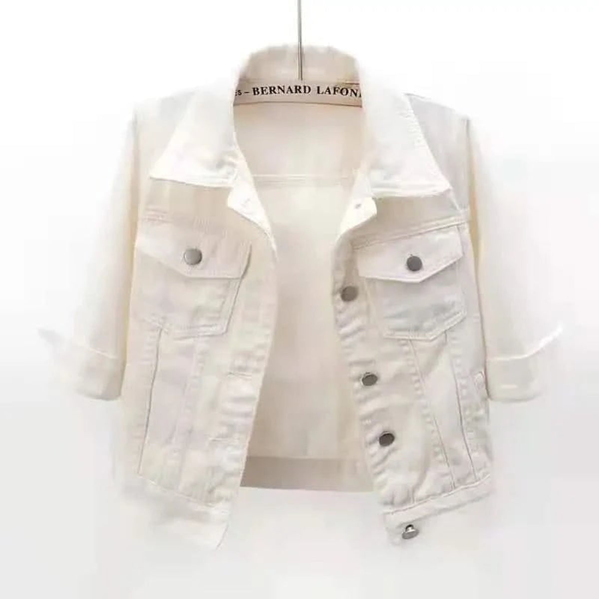 Denim Jacket with Relaxed Cropped Cut and Button-Front - Image 5