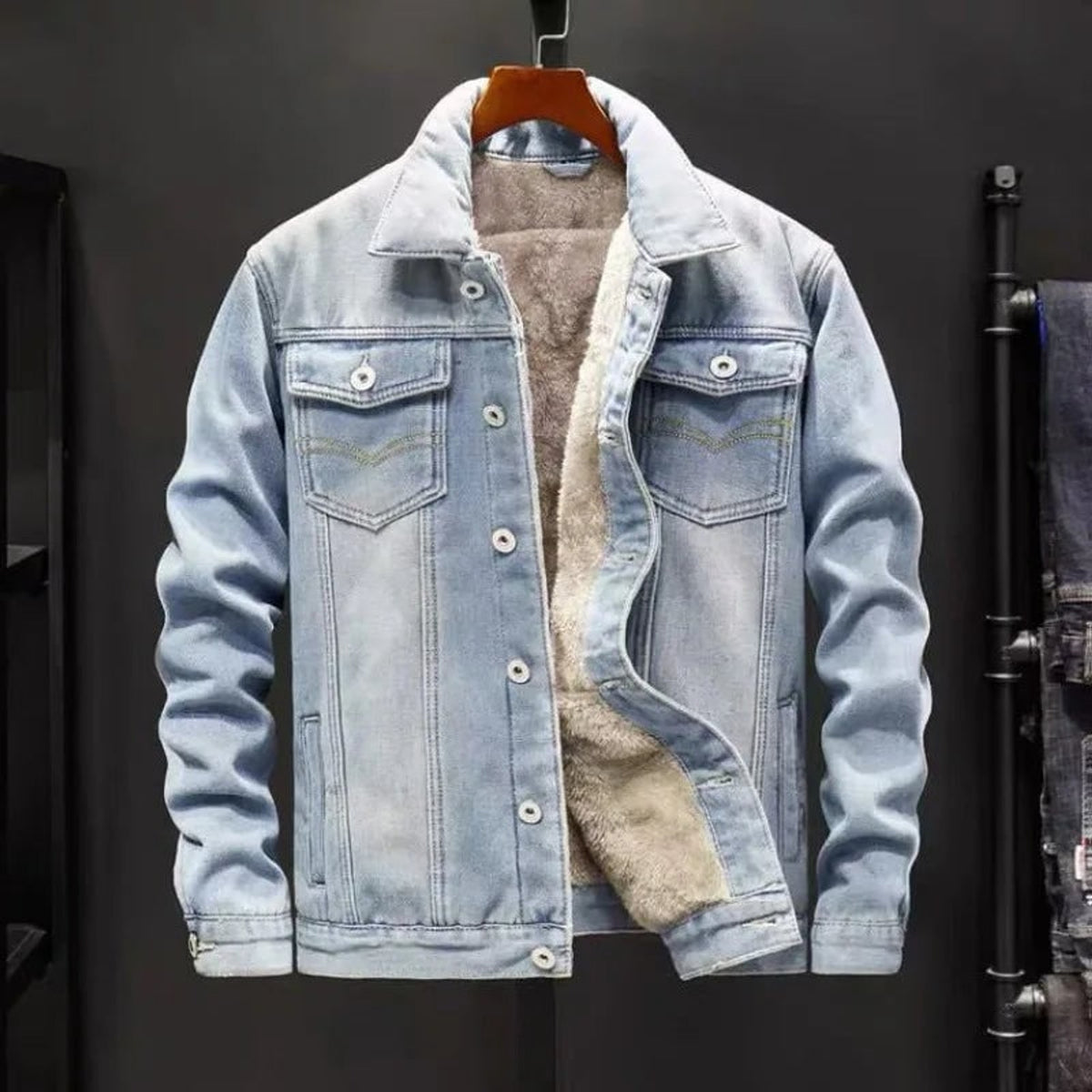 Denim Jacket with Relaxed Street Fit and Button-Front - Image 4